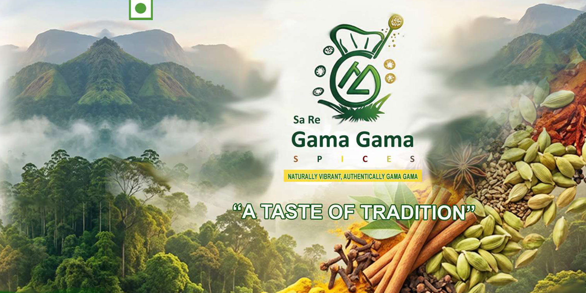 Sa Re Gama Gama spices and mountain landscape